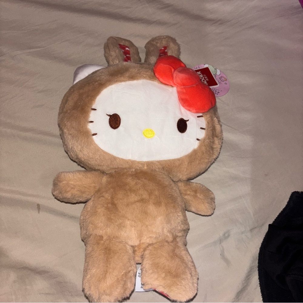 NWT Hello kitty 9” Plush Brown Pink Bow Rabbit Outfit